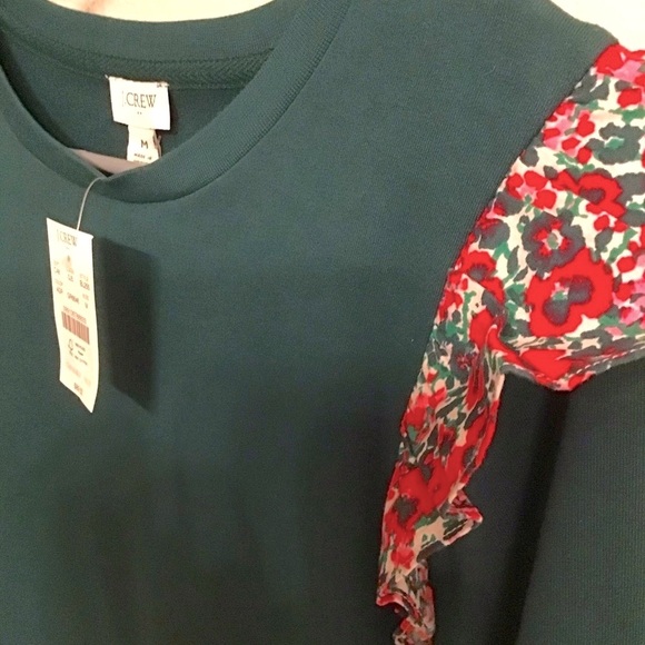 J. CREW, Women's Ruffle Shoulder Sweatshirt- NWT- Size M - Color Academic Greens - Picture 7 of 8